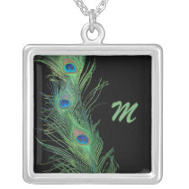 Green Feathers with Black Necklace necklaces