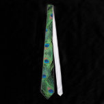 Green Feathers with Black Sill Life Neck Tie