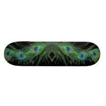 Green Feathers with Black Skate Deck