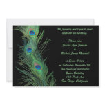 Green Peacock Feather with Black Wedding Invitations