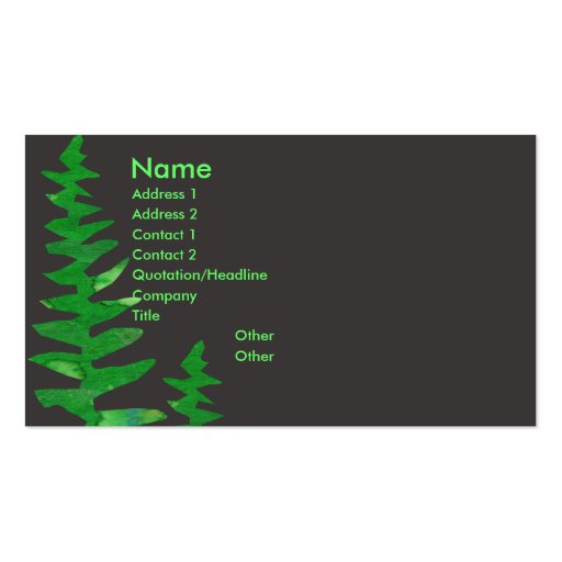 Green Fern Business Card (front side)