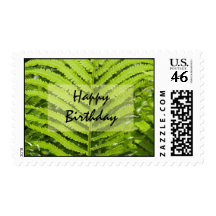 Green Fern Frond Happy Birthday Postage Stamp