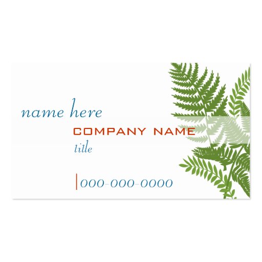 Green Fern Leaves Profile Card Business Card Template (front side)