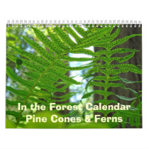Green Ferns & Pine Cones Calendar Nature Botanical