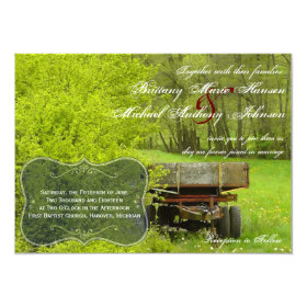 Green Field and Trees Country Wedding Invitations 4.5