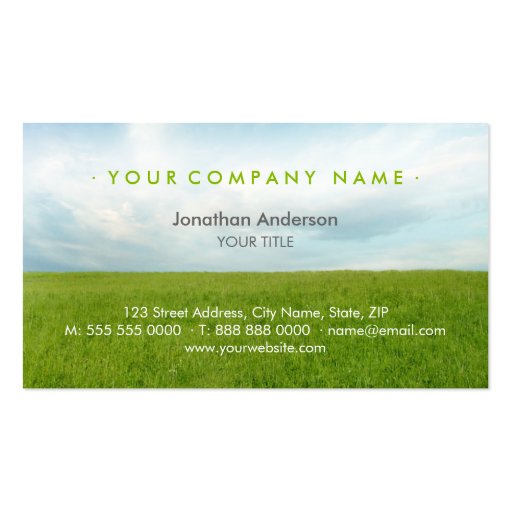 Green Field business card (front side)