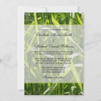 Green Field Grass Outdoor Wedding Custom Invitations by augustafternoon