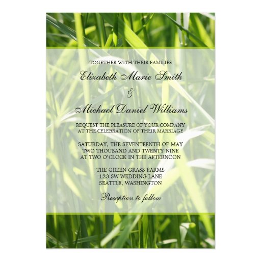 Green Field Grass Outdoor Wedding Custom Invitations