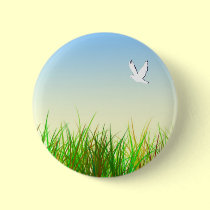 Green field with White dove buttons