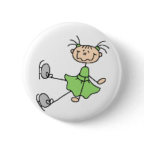 Green Figure Skater Button