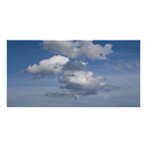 green filed, blue sky, white cloud photo card template