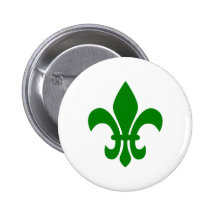 Green Fleur de Lis Pinback Button