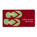 Green flip flop sandals thank you party favor label