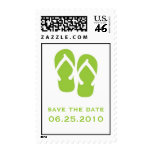 Green flip flop save the date wedding postage