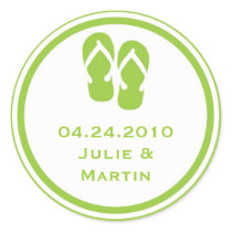 Green flip flop thong wedding favor tag seal label stickers