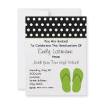 Green Flip Flops / Polka Dots Graduation Personalized Invitations