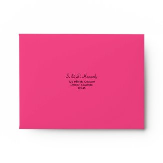 Green Floral and Hot Pink RSVP A-2 Envelope envelope