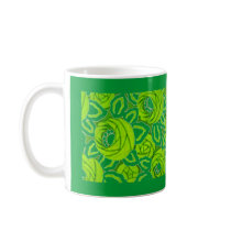 Green Floral Art Deco Heirloom Mug by INTHEPRESENT Green Floral Art Deco Heirloom Mug