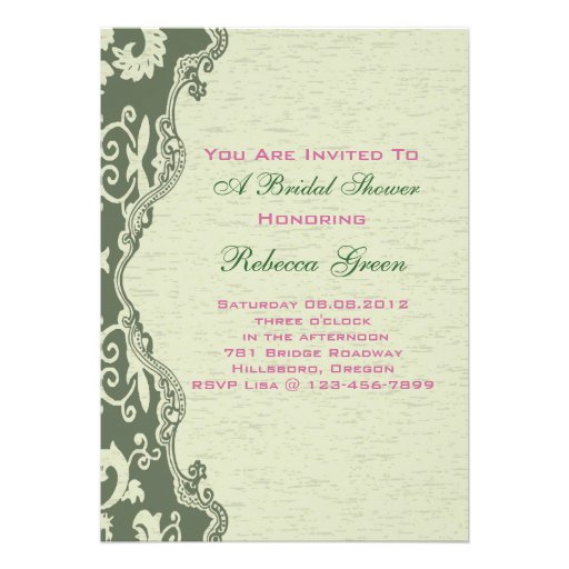 Green Floral Bridal Shower Tea Party Invitation