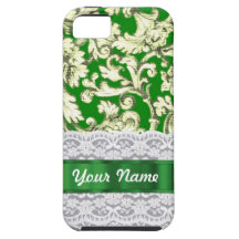Green floral damask iPhone 5 case