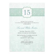 Green Floral Damask Wedding Anniversary Invite invitations