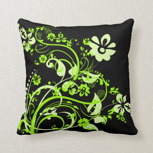 Green Floral Design Throw Pillows Zazzle