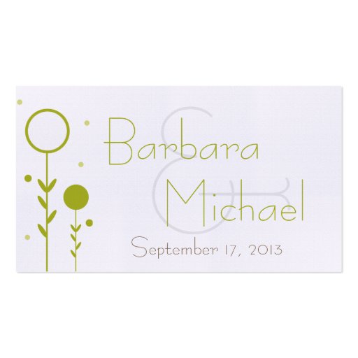 Green Floral Dot Wedding Favor Tags Business Card Template (front side)
