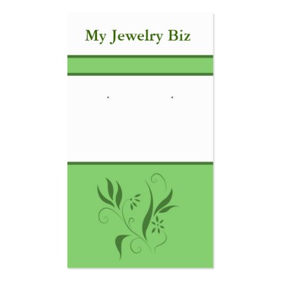 Green Floral Earring Cards Business Cards by HandmadeBiz