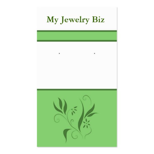 Green Floral Earring Cards Business Cards (front side)