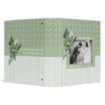 Green Floral Green Stripes Wedding Binder by dmboyce Green Floral Green Stripes Wedding Binder