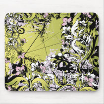 green floral grunge mousepads