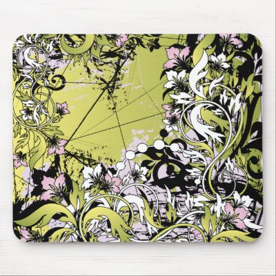 green floral grunge mouse mats by VioDeSign