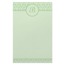 Green Floral Monogram Initial Stationery