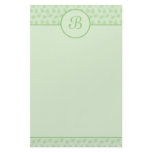 Green Floral Monogram Initial Stationery