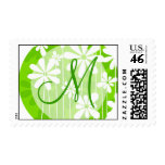 Green Floral Monogram postage