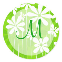 Green Floral Monogram Seal Sticker