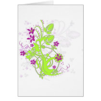 GREEN FLORAL MOTIF GREETING CARDS