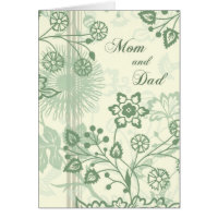Green Floral Parents  Wedding Day Thank You Card