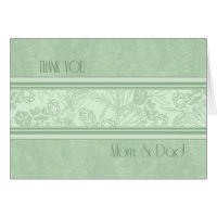 Green Floral  Parents  Wedding Day Thank You Card