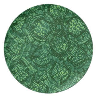 Green Floral Patio Plate