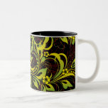 green floral pattern coffee mugs