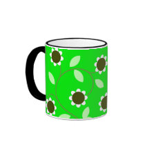 Green Floral Pattern Mugs