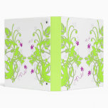 GREEN FLORAL PURPLE FLOWERS VINYL BINDER