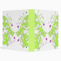GREEN FLORAL PURPLE FLOWERS VINYL BINDER