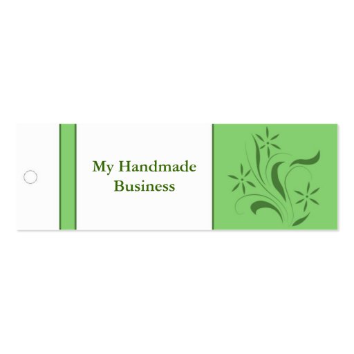 Green Floral Tag Business Cards (front side)