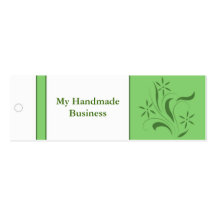Green Floral Tag Business Cards