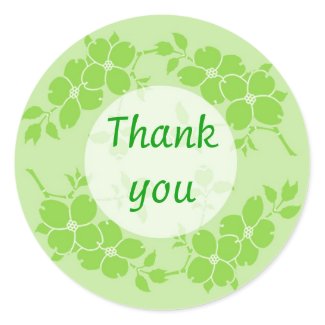 Green Floral Thank You Stickers sticker