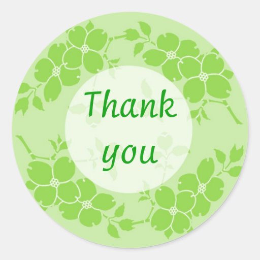 Green Floral Thank You Stickers | Zazzle