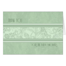 Green Floral Thanks for Hosting Baby Shower Card
