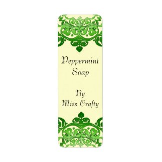Green Floral Vintage Art Large Labels